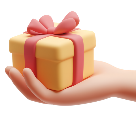 3D illustration of a hand holding a gift